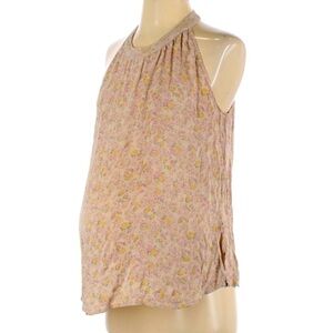 Cadeau Silk sleeveless floral halter neck top small women’s tank blouse